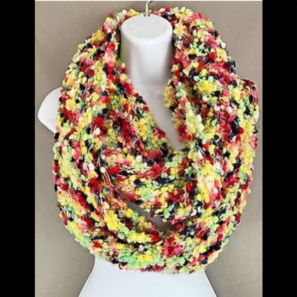 Anthropologie multicolored Pom Pom scarf